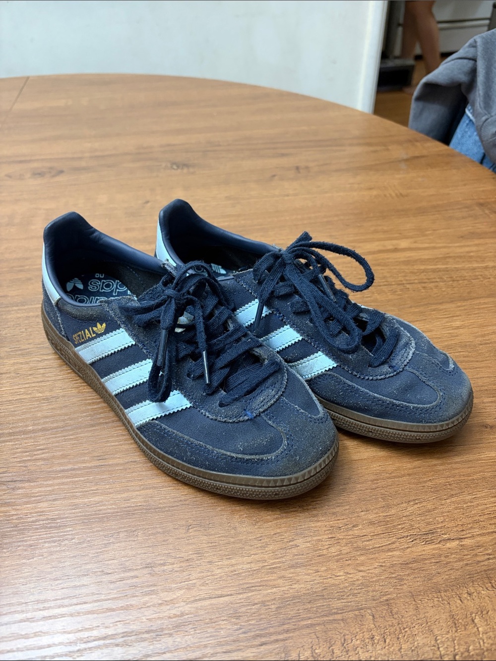 adidas Navy Suede Sneakers with Light Blue Stripes